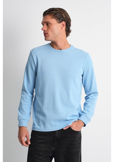 Alexander Gardi Alexandergardı Uzun Kollu Bisiklet Yaka Basic Sweatshirt Mavi