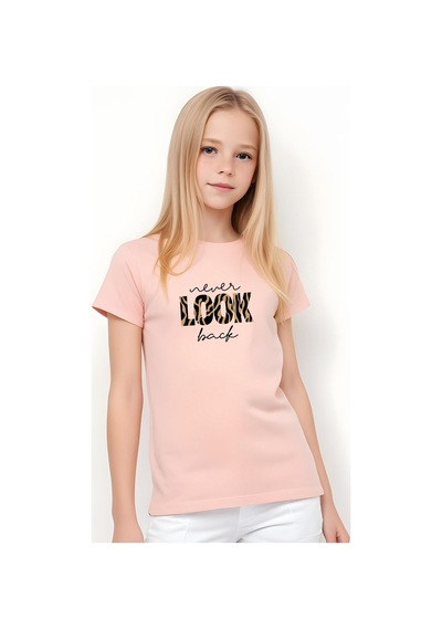 Fyk Kids Kız Çocuk Look Baskılı Tişört Somon