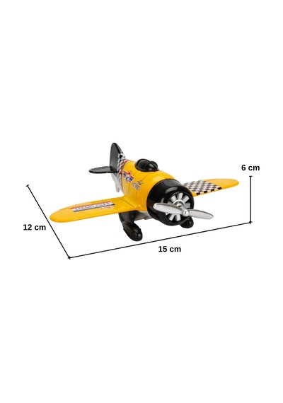 Die-cast Metal Çek Bırak Oyuncak Savaş Uçağı 15 Cm Sarı