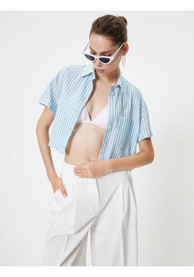 Koton Crop Gömlek Cep Detaylı Kısa Kollu Düğmeli Klasik Yaka Mavi Çizgili 4sal60260ıw Mavi Çizgili Koton Crop Gömlek Cep Detaylı Kısa Kollu Düğmeli Klasik Yaka Mavi Çizgili 4sal60260ıw Mavi Çizgili