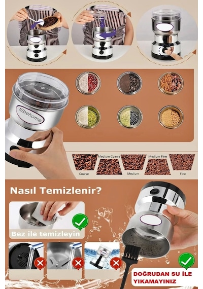 Elektrikli Kahve Baharat Bakliyat Öğütücü Makine Pirinç Biber Tahıl Öğütücü Değirmen Gıda Öğütücü Çok Renkli
