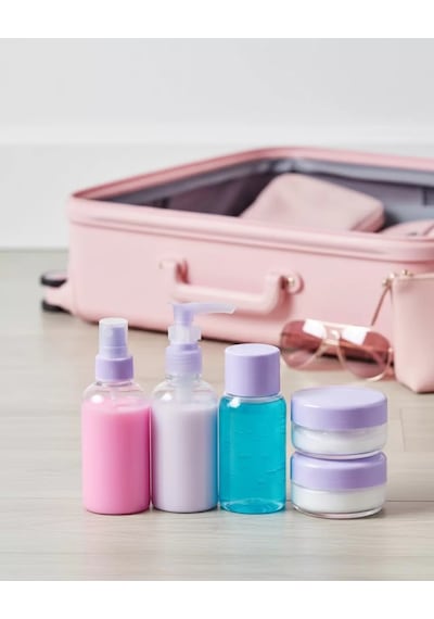 5 Parça Şeffaf Seyahat Kozmetik Seti 30 Ml Çok Renkli