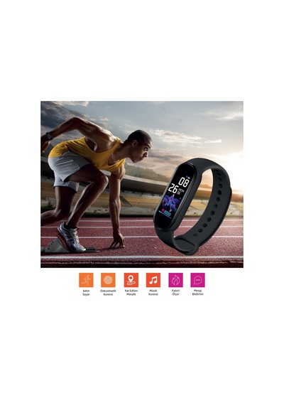 Polosmart Pssw17 Akıllı Bileklik 5.1v Titreşimli Bluetooth Adım Sayar Kalp Atışı Uyku Takibi Siyah