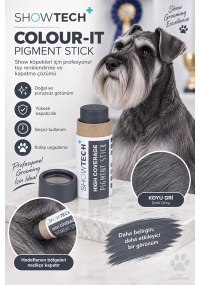 Showtech Colour-ıt El Yapımı Pigment Toz Geçici Köpek Tüy Boyası Koyu Gri