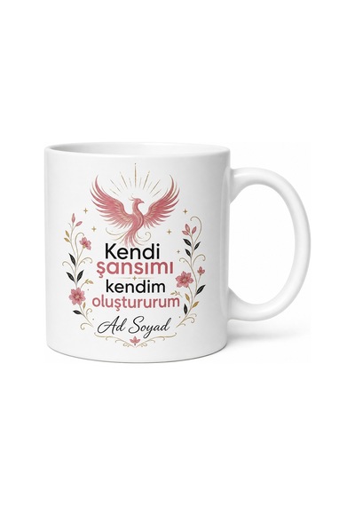 Kendi Şansımı Kendim Oluştururum Güçlü Kadın Hediye Kupa Bardak Özel Tasarım Beyaz / Çok Renkli