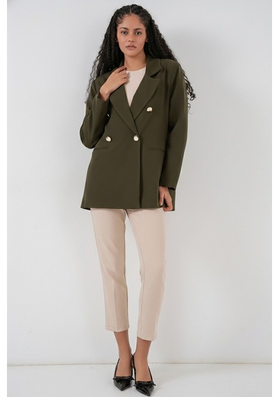 Bigdart Kadın Kruvaze Yaka Blazer Ceket 0722 - Haki