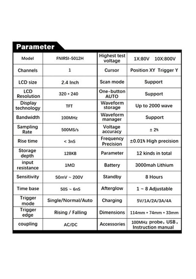 Fnırsı-5012h 100mhz 500ms/sn Dijital Osiloskop