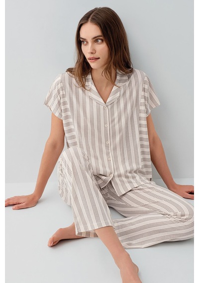 Pierre Cardin Kadın Krem Gömlek Pijama Takım Pc9178-s-v1 Krem