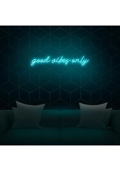 Good Vibes Only Yazılı Neon Tabela Turkuaz