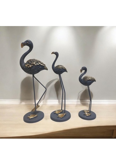 Metal Ayaklı 3 Lü Flamingo Gri