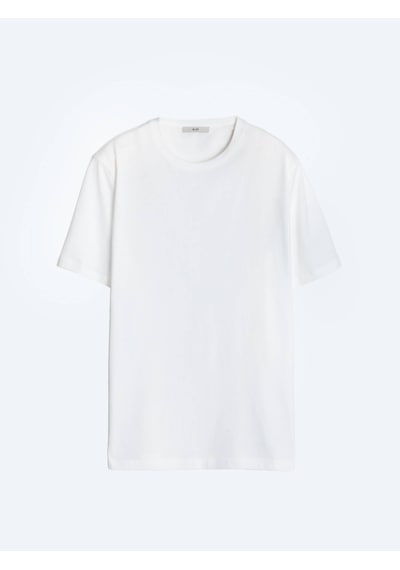 Kip Beyaz Düz Bisiklet Yaka %100 Pamuk T-shirt Çok Renkli