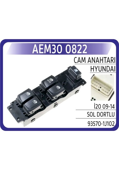 Aem Cam Anahtarı Hyundaı İ20 09-14 Sol Dortlu Aem30 0822 935701j102