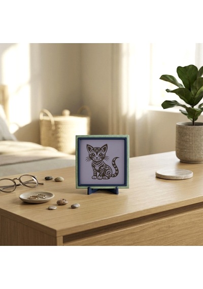 Kedi Motifli Butik Dekoratif Parça, Sevdikleriniz İçin Prestijli Ve Şık Bir Hediye 10x10 Cm