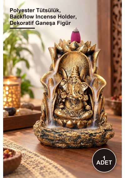 1 Adet Ganeşa Polyester Geri Akış Tütsülük Polyester Tütsülük, Backflow Incense Holder, Dekoratif Ganeşa Figür