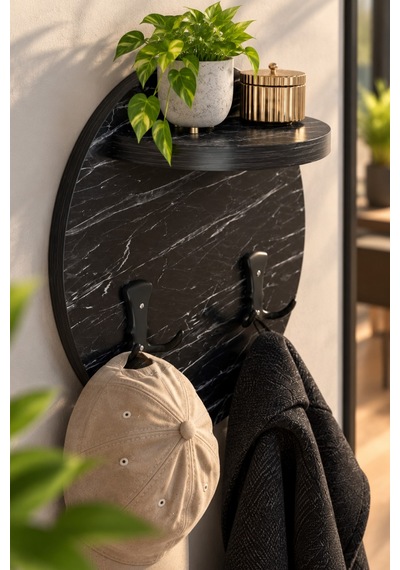 Sulorahome Siyah Duvar Askılığı Ve Mini Raf