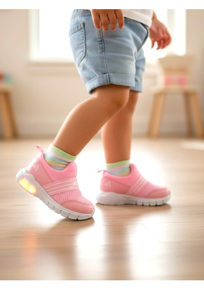Ellaboni Kız / Erkek Çocuk Yumuşak Işıklı Spor Ayakkabı Nefes Alabilen Hafif Aqua Sneaker Pembe