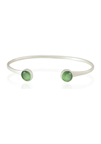 Kadir Jewellery 925 Ayar Gümüş Kaplama El İşçiliği Zirkon Taşlı Kadın Charm Bileklik Yeşil
