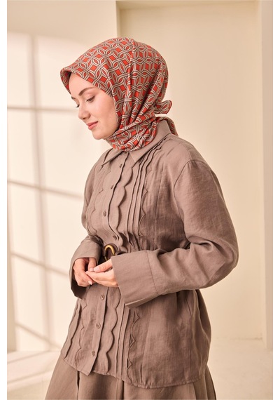 Silk Home Twill İpek Eşarp 11479-21 Parlak Turuncu, Vizon