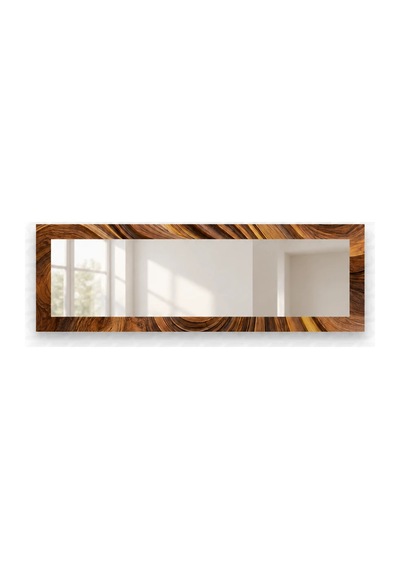 Zamanın Kıvrımı Yatay Panoramik Aynalı Dekoratif Cam Tablo - 110 X 36 Cm