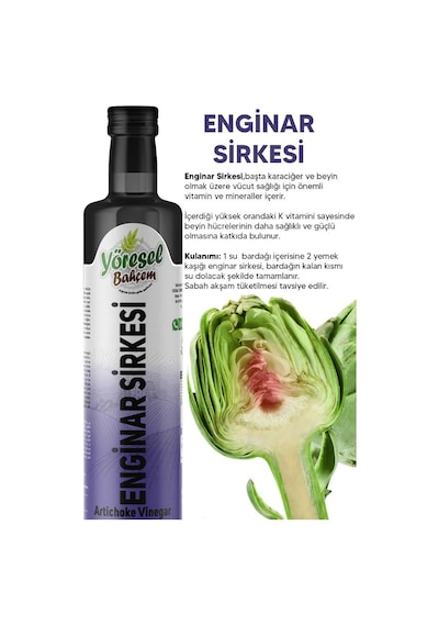 Yöresel Bahçem Enginar Sirkesi Doğal Fermantasyon 500 Ml