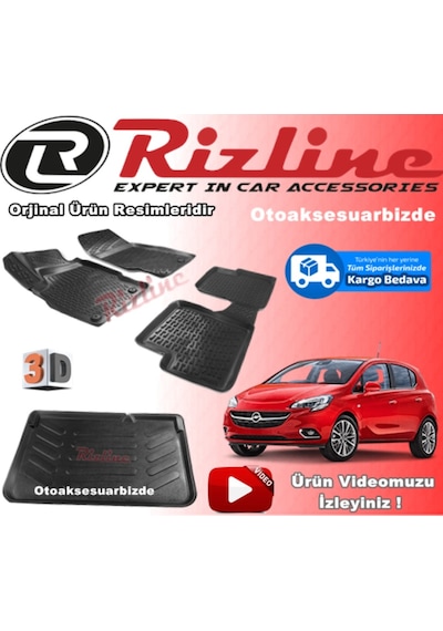 Opel Corsa E 3D Paspas+Bagaj Havuzu Siyah 2014-2019 Arası Rizline