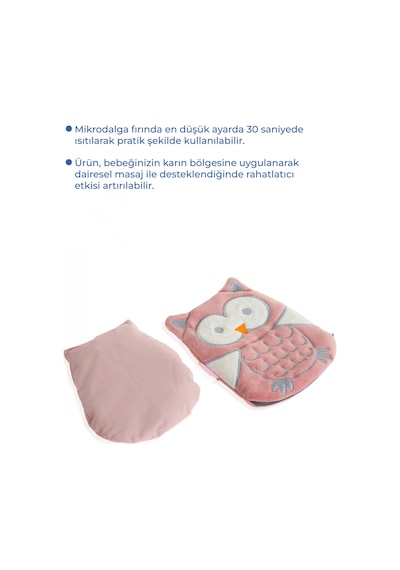 Babyjem Kiraz Çekirdekli Baykuş Kadife Rahatlatıcı Gaz Kemeri & Gaz Yastığı - Gül Kurusu