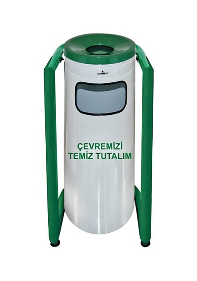 U Bahçe Tipi Çöp Kovası Boyalı Boyalı Gri