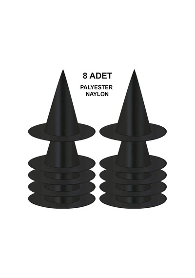 8 Adet Siyah Cadı Şapkası Yetişkin &amp Çocuk Kostüm Aksesuarı - Ezjı-718662 18