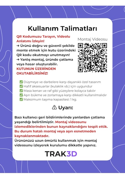 Trak3d Premium Asılabilir Kulaklık Standı Sağlam, Kaydırmaz Keçeli, Ergonomik Stand, Steel Gray Edition