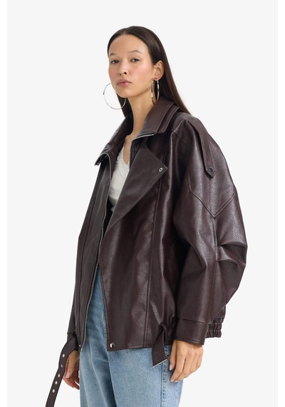 Defacto Su Geçirmez Relax Fit Suni Deri Mont G0701ax26spbr444 Bordo-br444