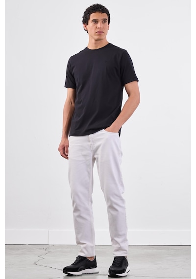 Dufy Siyah Bisiklet Yaka Pamuklu Düz Renk Slim Fit Erkek T-shirt Siyah