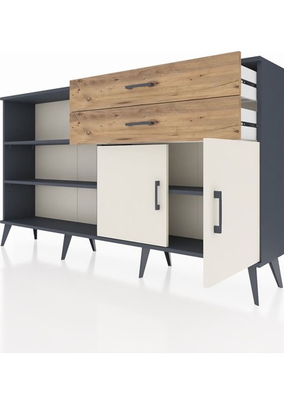 Arges Konsol 3 Raflı 2 Çekmeceli 2 Kapaklı 176x30x99 Antrasit-aytaşı/çam Aytası/atlas Çam - Antrasıt Arges Konsol 3 Raflı 2 Çekmeceli 2 Kapaklı 176x30x99 Antrasit-aytaşı/çam Aytası/atlas Çam - Antrasıt