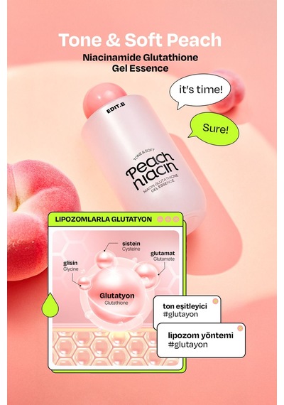 Edıtb Niasinamid ve Glutatyon İçeren Aydınlatıcı Jel Esans EDIT.B PeachNiacin Glutathione 200 ML