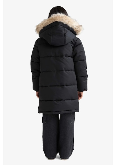 Defacto Kız Çocuk Kapüşonlu Fermuarlı Parka C8755a825aubk27 Siyah-bk27