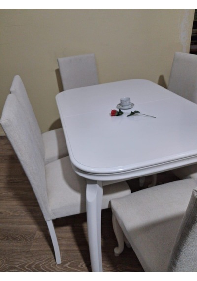Masa Sandalye 90645 Muz Model Kayın Muz Açılır Parlak Lake Beyaz Giydirme Sandalye Beyaz
