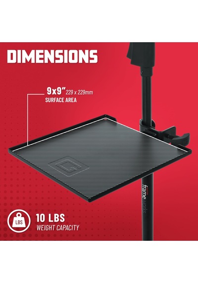 Gator Frameworks Mikrofon Standı, Clamp-on Utility Shelf 9 İnç X 9 İnç Yüzey 10 Pound Taşıma Kapasitesi, Gfw-shelf0909