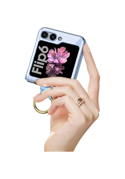 Samsung Uyumlu Galaxy Z Flip 6 Kılıf Cherena Yüzüklü Kıpta Kılıf Lila