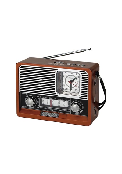 Nostalji Bluetooth Hoparlör Led Işıklı Saatli Fm Radyolu Sd Kart Ve Usb Girişli Şarjlı Hoparlör Ahşap - 603502617