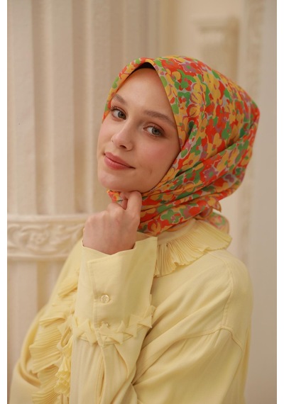 Silk Home Soft Eşarp 73081-36 Taş, Yeşil, Sarı, Turuncu, Pembe