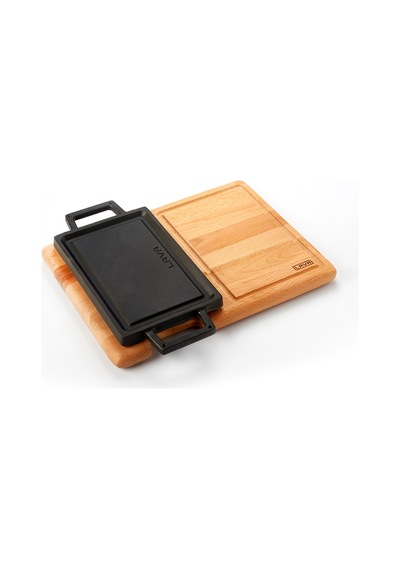 Lava Döküm Dikdörtgen Hot Plate Ahşap Altlıklı Ölçü 22x15CM.