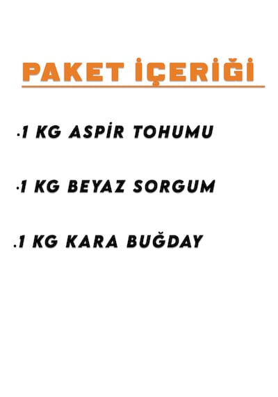 İpek Değirmen Aspir Tohumu Beyaz Sorgum Kara Buğday Tavuk Güvercin Yemi 3 x 1 KG