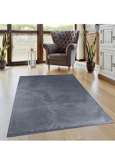 Vl Comfort Peluş Halı Gri Overloklu Antrasit