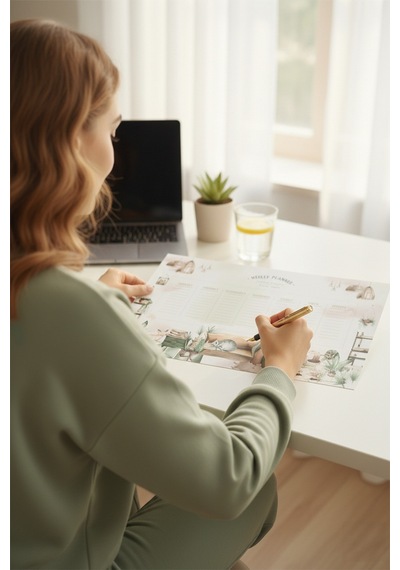 Haftalık Planlayıcı - A4 Ebat - Sevimli Kedi - 30 Yaprak - Weekly Planner Diğer