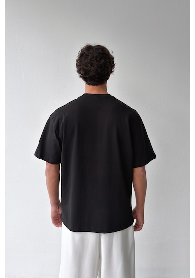 Flaw Atelıer Basic Oversize Fit Siyah Tişört-29503