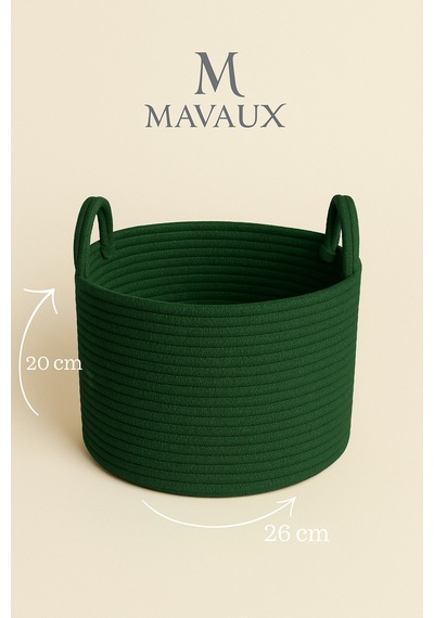 Mavaux Doğal El Dokuma Hasır Jüt Sepet 20x26 Cm Dekoratif, Çok Amaçlı, Şık Ve Dayanıklı Saklama Sepeti Yeşil