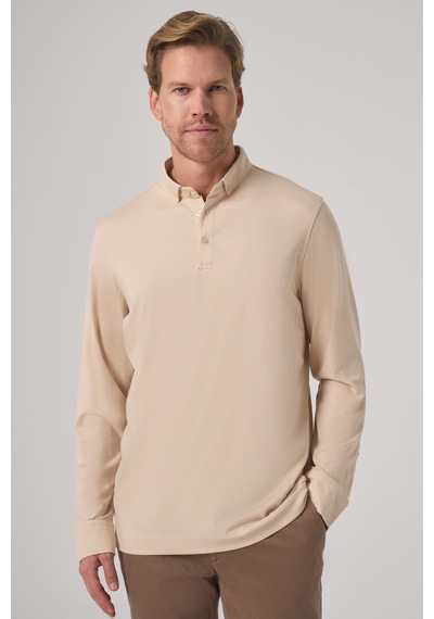 Morven Erkek Bej Trend Polo Yaka Rayon Sweatshirt 26ks063004653 Bej