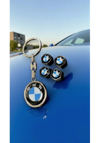 Bmw Yazılı Metal Damla Anahtarlık Çift Yönlü 1 Adet 4 Adet Sibop Kapağı