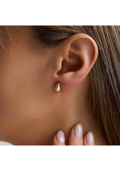 Sembol Gold 14 Ayar Sade Damla Altın Küpe 0.70 Gram 1.0 Cm T14682 Çok Renkli