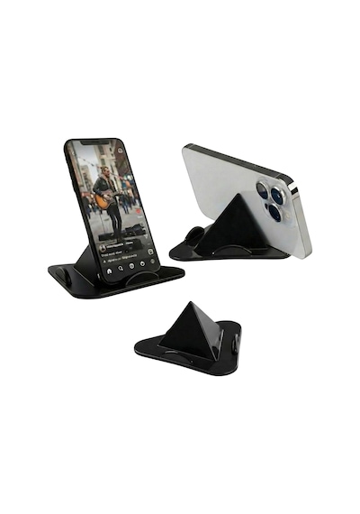 Siyah Telefon Standı, Masaüstü Telefon Tutucu, 3 Açılı Piramit Tasarım Diğer