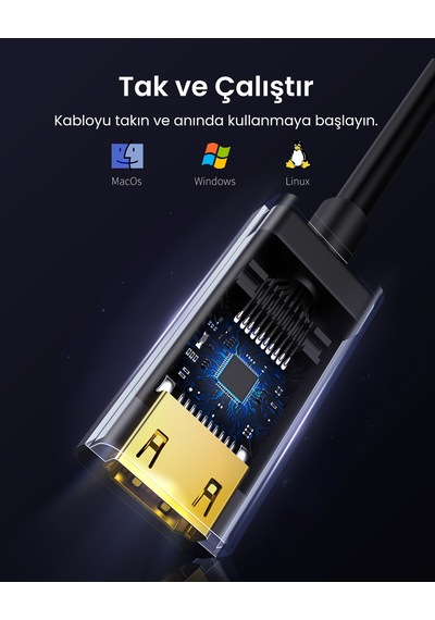 Ugreen Display Port To Hdmı 1080p Dönüştürücü Adaptör Siyah, 40362